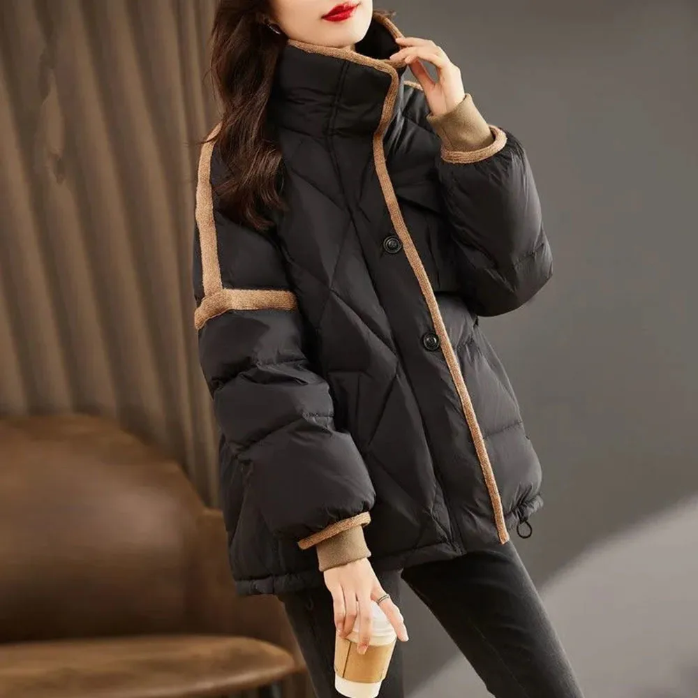 Fashion All-match Temperament Down Cotton Coat Women 2023 New  Age Rreduction Winter Jacket Female Short Oversize Loose Pakras