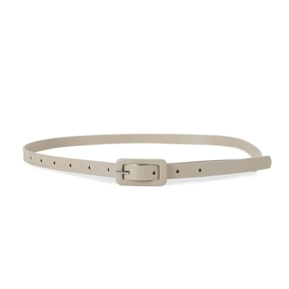 Metal Buckle PU Leather Belt Slim Side All-match Thin Waist Belt Korean Style Dress Decoration Candy Color Waistband Outdoor