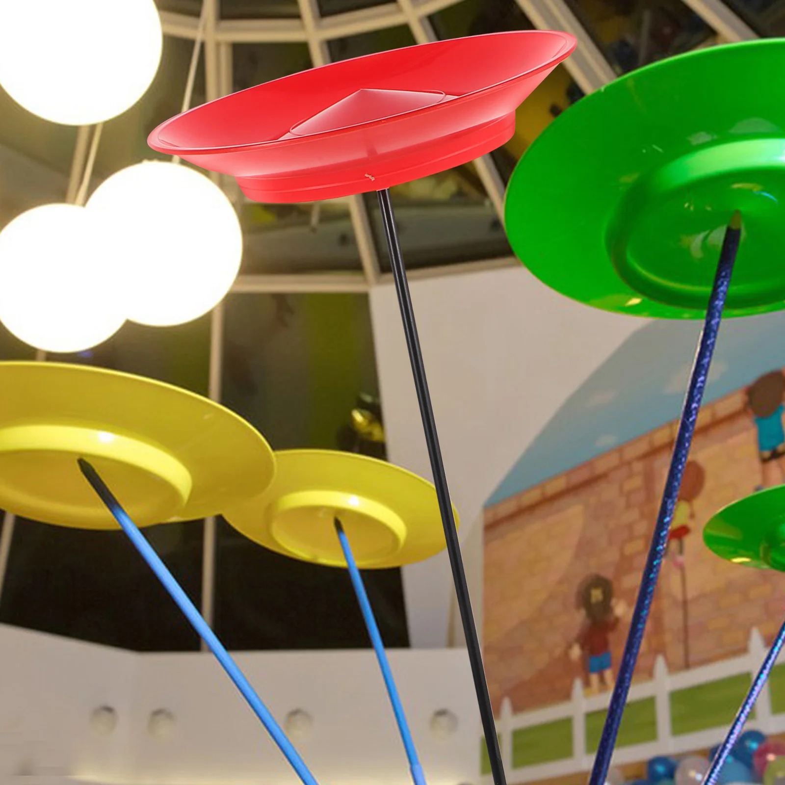 

2 Sets Juggling Hands Colorful Plates Juggle Sticks Balance Disc Games Circus Performance Accessory juggling skill training tool