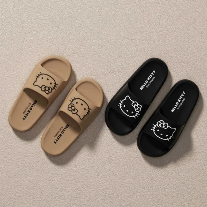 Pantoufles tendance Hello Kitty, sandales à plateforme antidérapantes à semelle épaisse, chaussures en maille à bout fermé, idéales pour la maison et les voyages