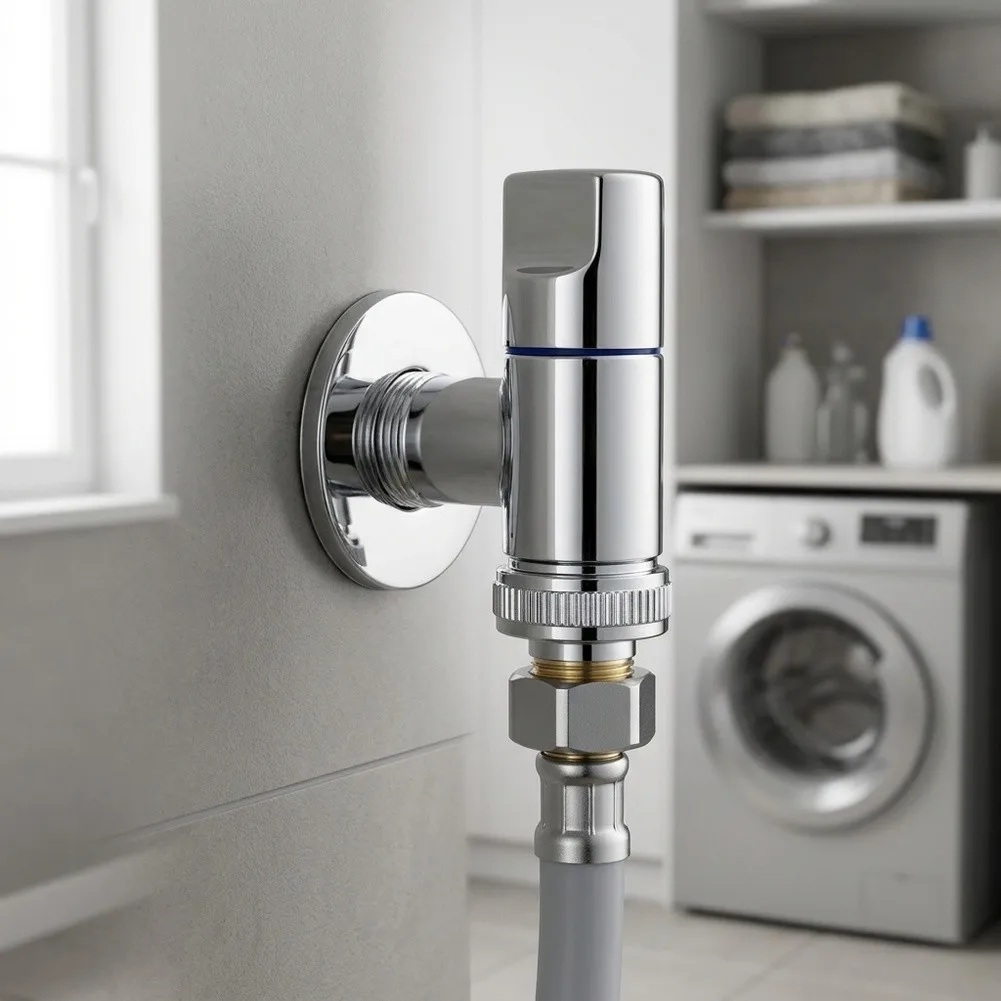 1pcs Copper Washing Machine Tap Valve 90 Degree Rotatable Anti‑leak Structure Water Control Faucet For Home Laundry Equipment