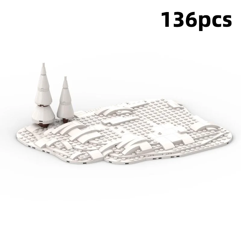 Winter Snow Scene Baseplate MOC Building Blocks Christmas Village Diorama Display Stand Mountain Landscape Adult Brick Toy