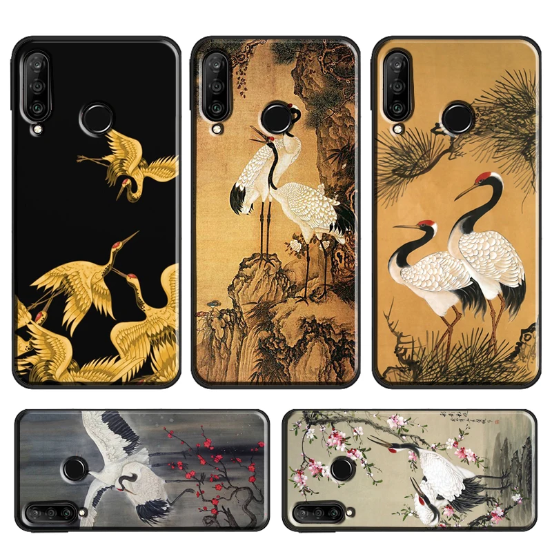 Red-crowned Crane Bird Case For Huawei P Smart 2019 Z P30 Lite P20 P40 Pro Mate 20 Lite Nova 5T Honor 50 10i 8X 9X