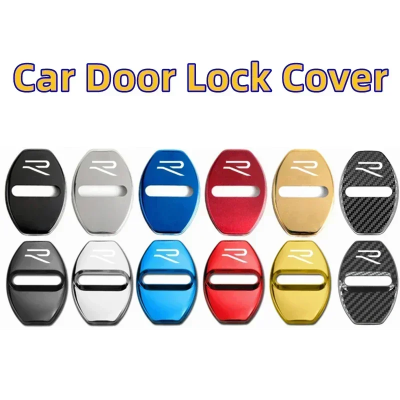 4PCS Car Door Lock Cover Emblem Case Anti Scratch Protective Sticker for Volkswagen VW RLINE Golf Polo Passat Jetta Tiguan Bora