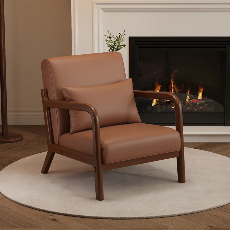 

Скандинавский современный минималистичный диван для спальни, балкона, гостиной, интернет-знаменитости, маленькая квартира, скандинавский диван из цельного дерева, одиночный ленивый диван-стул