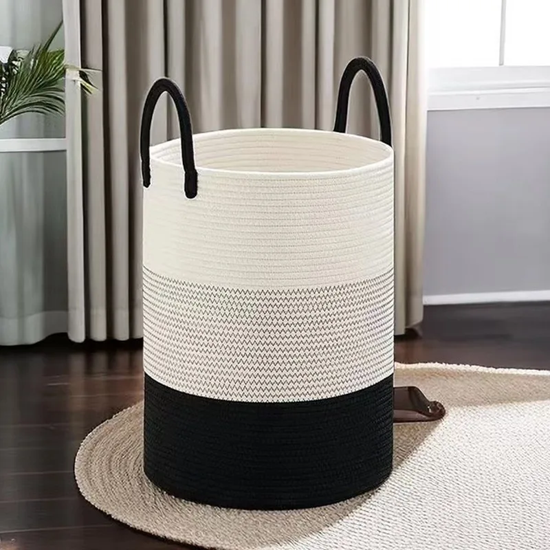 

Woven Rope Laundry Hamper for Decorative Storage of Dirty Clothes, Toys and Blankets in Bathroom