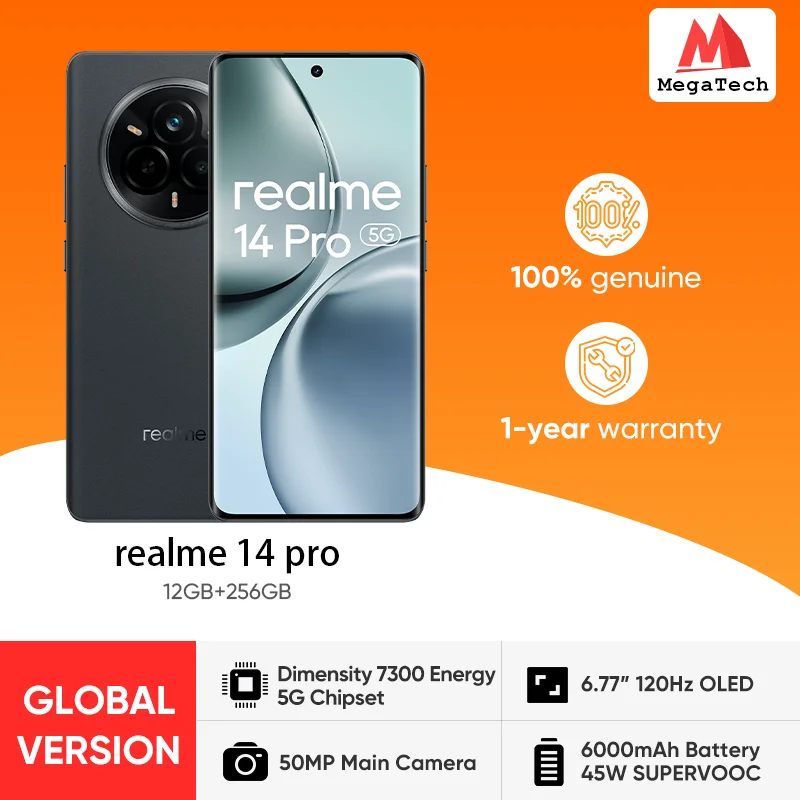 Realme 14 Pro 5g Глобальная версия Смартфон Размер 7300 Энергия 6,67 дюйма Дисплей 120 Гц Аккумулятор 6000 мАч 45 Вт Supervooc Камера 50 Мп Realme 14 Pro 5g Глобальная версия Смартфон Размер 7300 Энергия 6,67 дюйма Дисплей 120 Гц Аккумулятор 6000 мАч 45 Вт Supervooc Камера 50 Мп