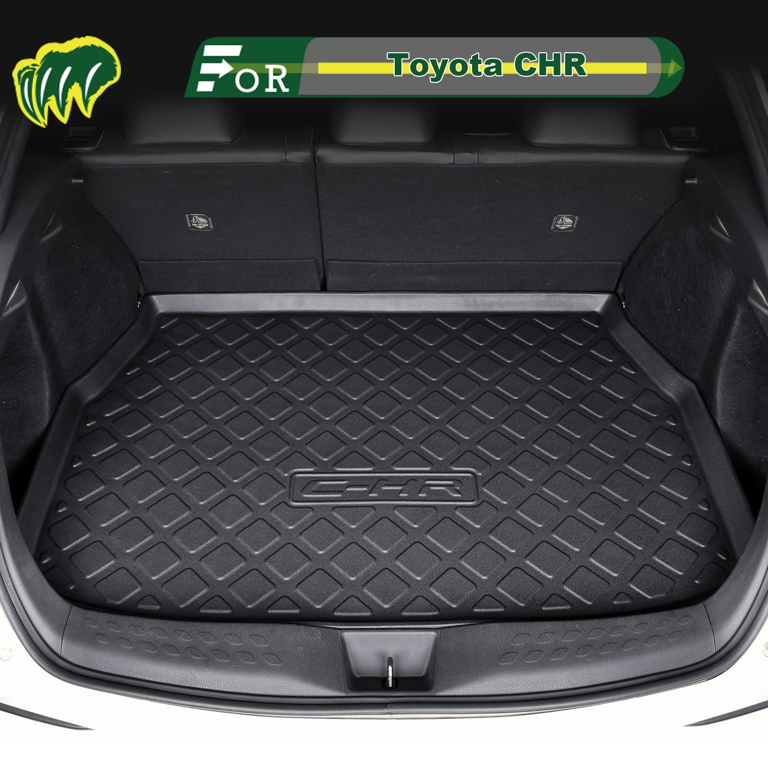 

For Toyota CHR 2018-2025 TPE Custom Fit Car Trunk Mat All Season Cargo Mat 3D Shaped Trunk Liner Chair-back Protection Mat