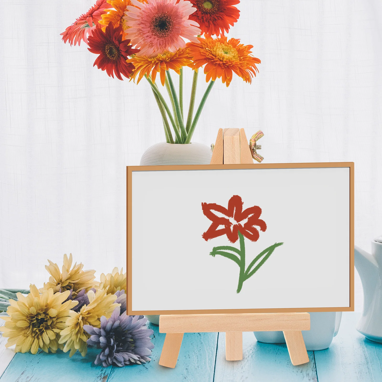 Photo Frame Tabletop Wood Display Bracket A-Frame Easel Painting Triangle Small Monitor Stand