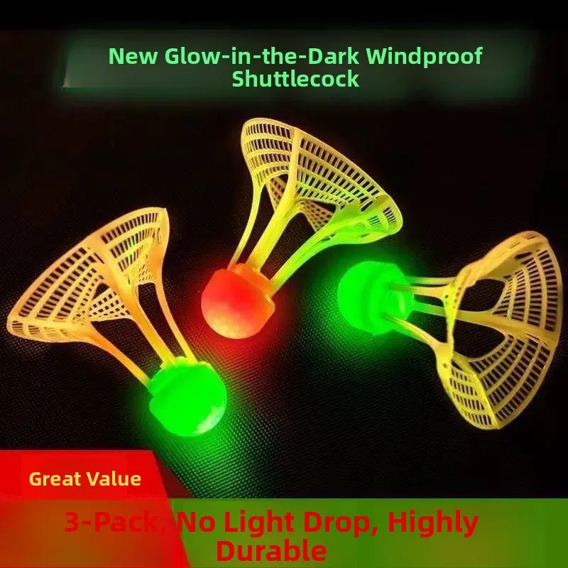 

Glowing Nighttime Badminton Training Ball High Elastici Durable Plastic Glue Windproof Outdoor Sports Fitn Fans Supplies