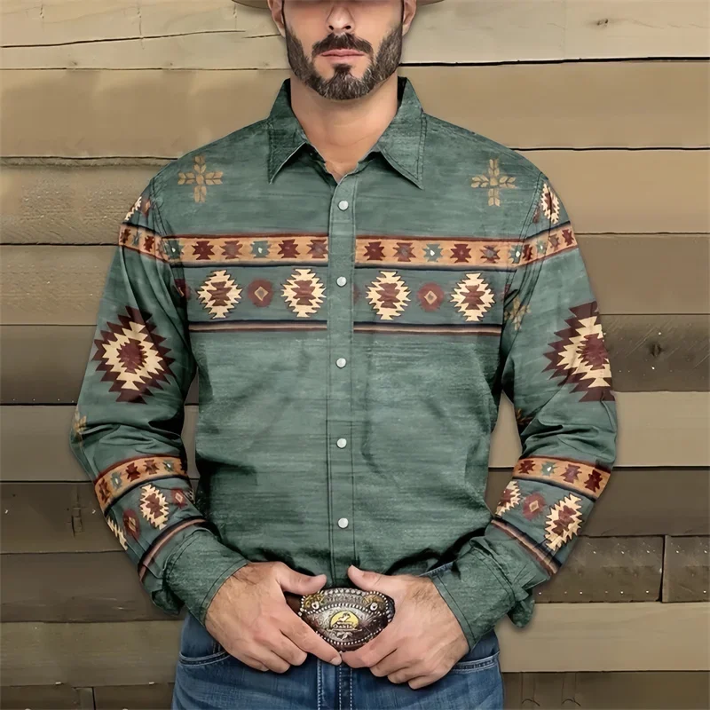 Men\'s Shirt Western Shirt Animal Pattern 3D Printing Series Buckle Clothing Hawaiian Shirt Daily Vacation Clothing Comfortable