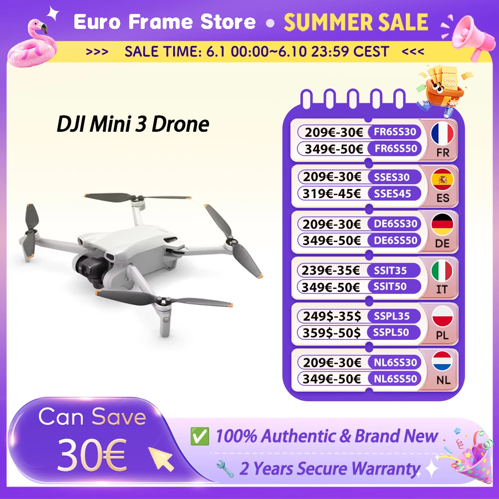 DJI Mini 3, mini drone caméra léger et pliable avec vidéo 4K HDR, 38 minutes d'autonomie de vol, prise de vue verticale réelle, nouveau modèle original C0