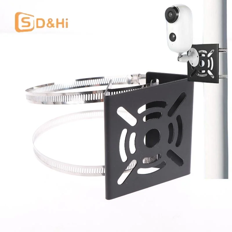 1 Set Universal Joint Pole Column Holding Monitoring Bracket Camcorder Back Stand Iron Hoop Plate Street Light Pole Mount Holder