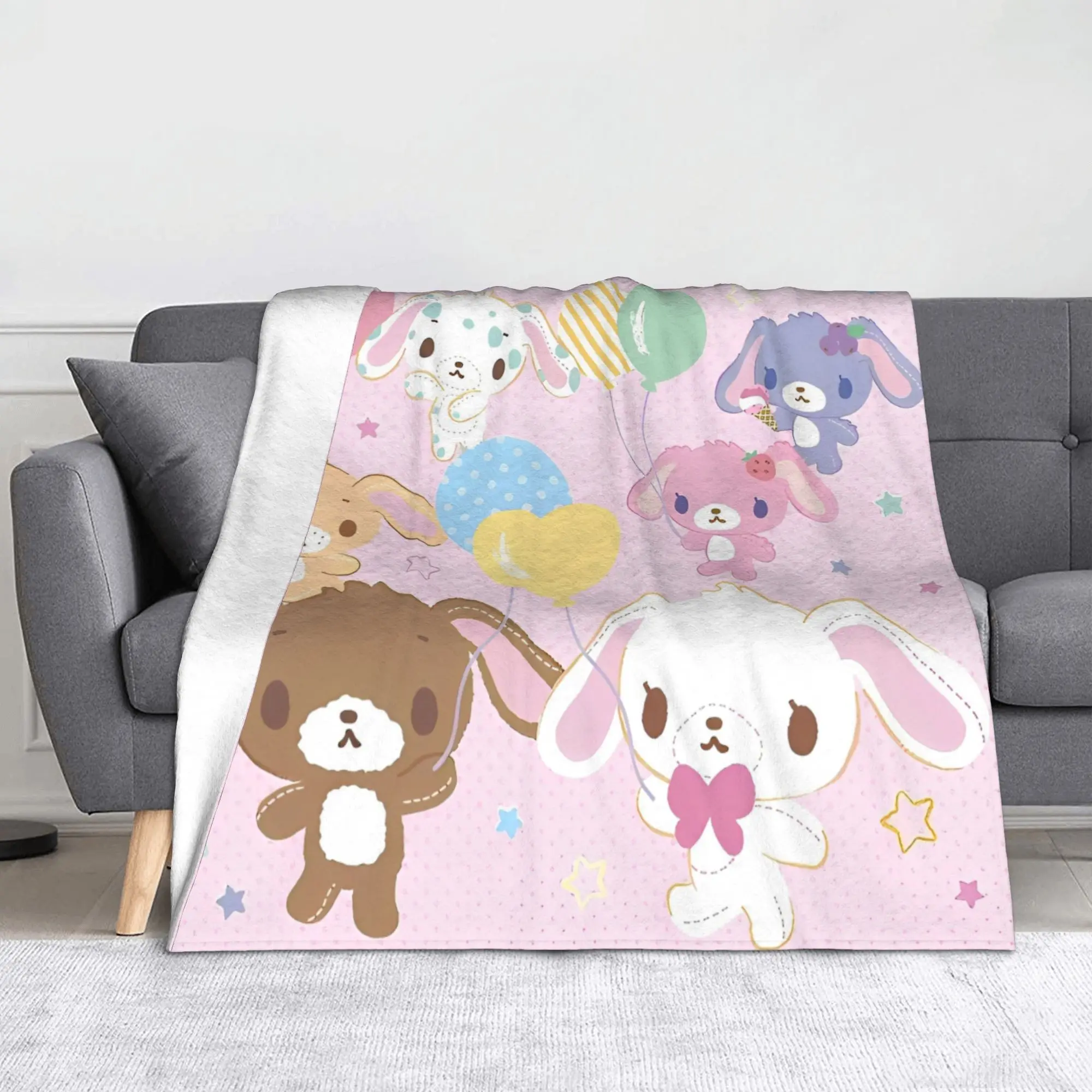 Cute  Sugar Rabbit Fuzzy Blankets Bunny Funny Throw Blanket for Home Hotel Sofa  125*100cm Rug Piece