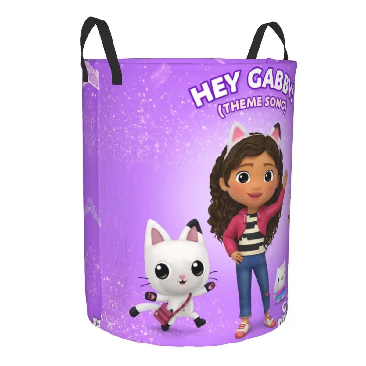 Custom Gabbys Dollhouse Laundry Basket Collapsible Cartoon Anime Gabby Cat Clothing Hamper Toys Organizer Storage Bins