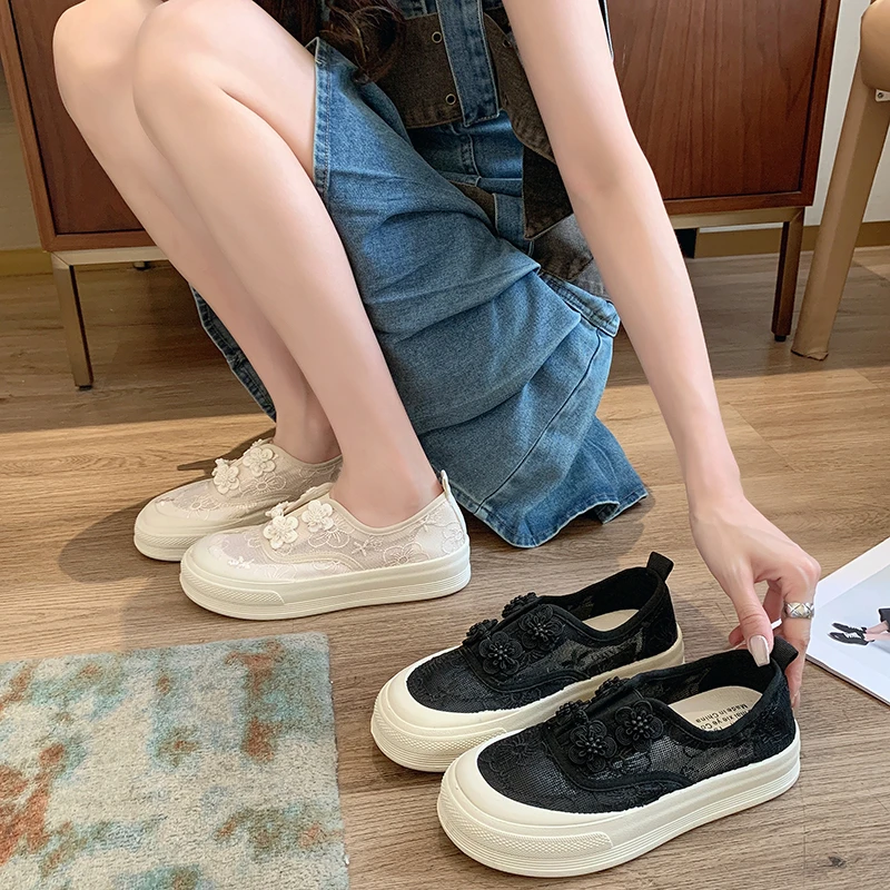 2024 Summer Tennis Women's Breathable Thin Style New  Little White with Skirt Thick Sole Lace Canvas Shoes  Sneakers