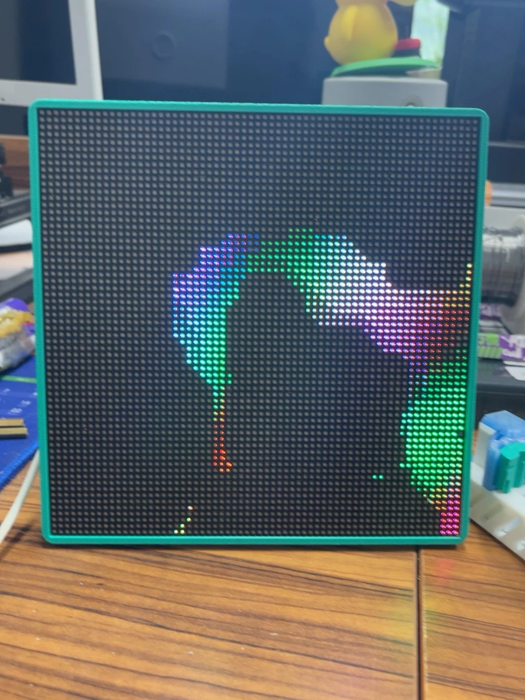 Reloj Matricial ESP32 con Pantalla LED Digital HUB75 P3 64x64, NTP WiFi, Estilo Cyberpunk, Kit DIY para Escritorio