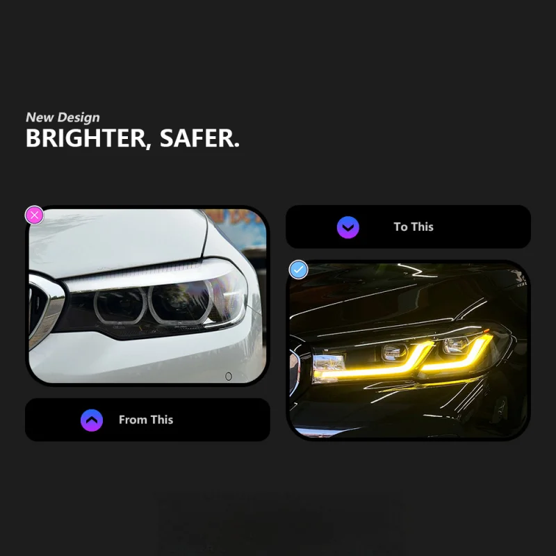 Suitable for 2018-2020 BMW 5 Series G30 Modified Black Warrior Laser Headlight Assembly Car Cross-Border Lighting