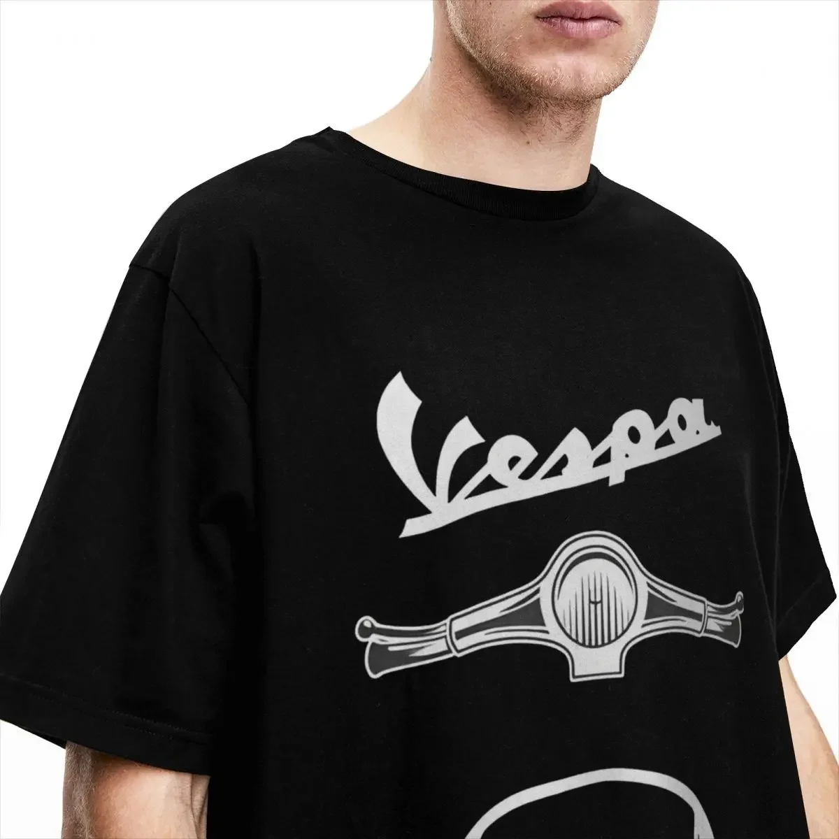 V-Vespas T-Shirt Men\'s Motorbike Logo Streetwear Cotton T Shirts Summer O Neck Novelty Tees Casual Oversized Clothes