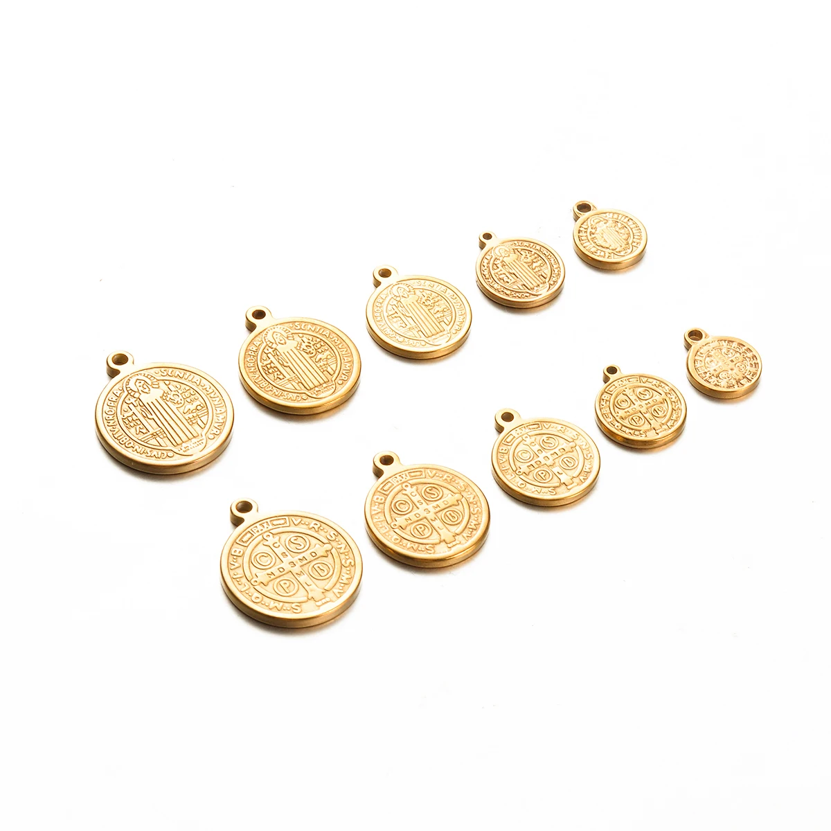 10 Stück/lot Edelstahl-Münzenanhänger, runde Anhänger für katholische Kirchen, DIY-Schmuckherstellung für Halsketten und Armbänder – Detail 5