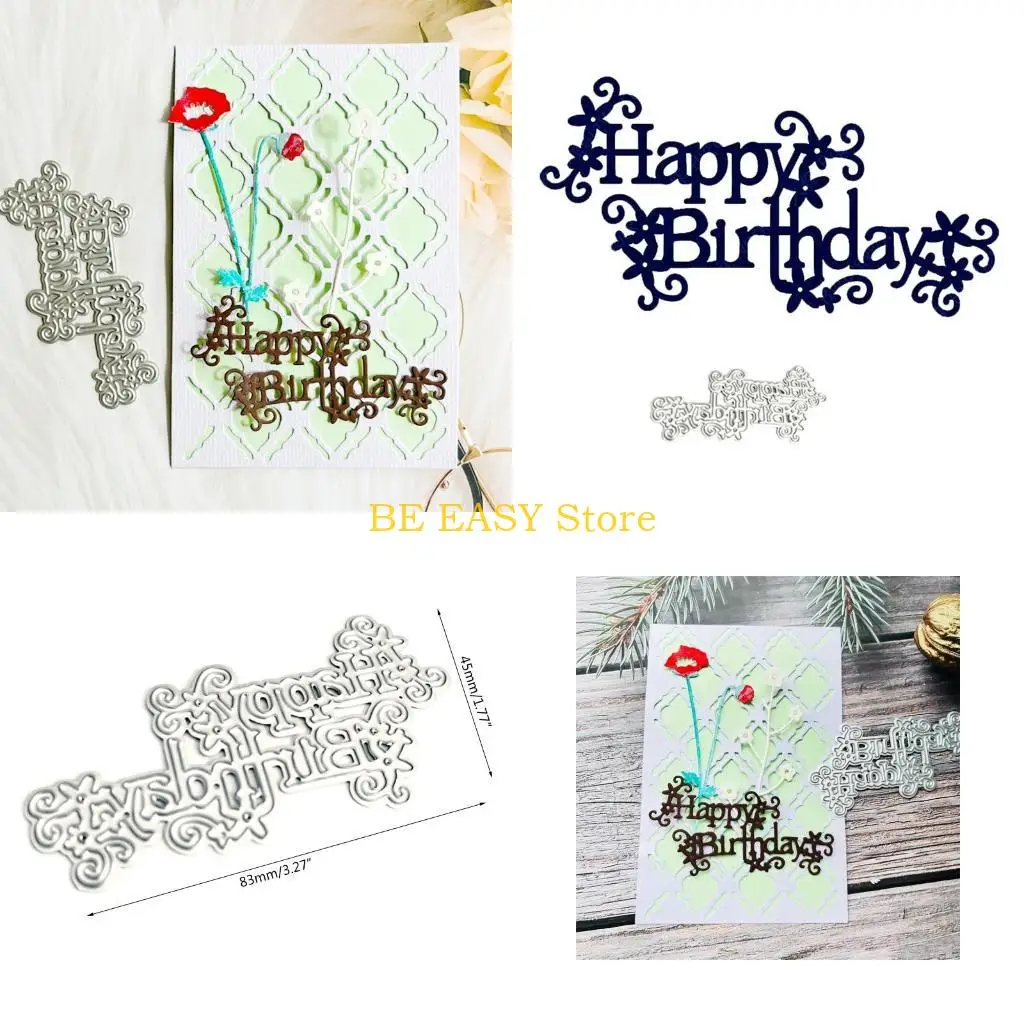 

E28F штампы для вырубки «с днем ​​рождения», металлический трафарет для тиснения, шаблон для скрапбукинга «сделай сам», для на