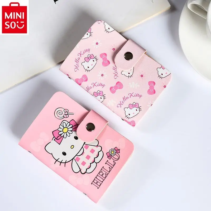 

MINISO 2024 New Cartoon Hello Kitty Card Bag Personalized Multi slot Ultra thin and Compact Card Clip Cover Women's Wallet