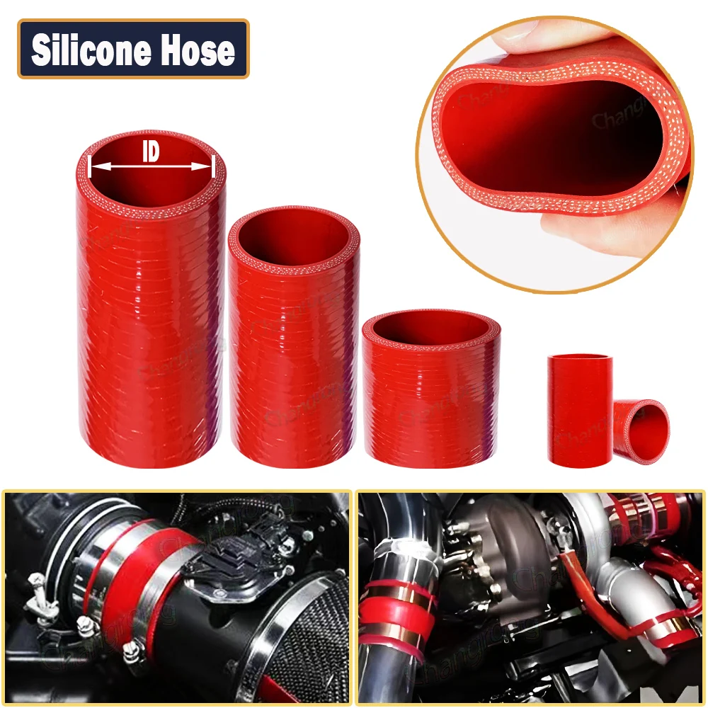 Red Straight car silicone hose Intercooler Coolant Tube turbocharger connector tube Universal pipe ID 16 19 22 25 28 32 35 38 40