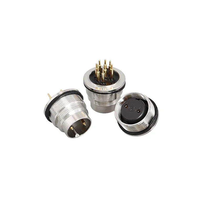 Imagem -03 - Conector Impermeável do Painel do Pwb Soquete Reto Masculino e Feminino de Jack Ip67 e 68 Tamanho 18 mm 12 14pin M16 10 100sets