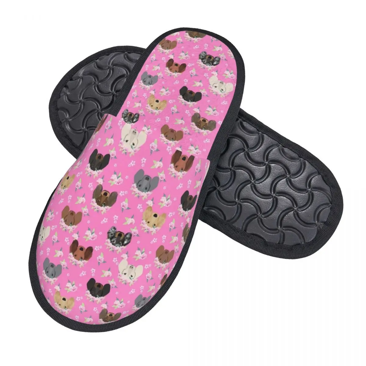 Custom Women Puppy Dachshund Sausage Florals House Slippers Soft Warm Cute Pet Memory Foam Fluffy Slipper Indoor Outdoor Shoes