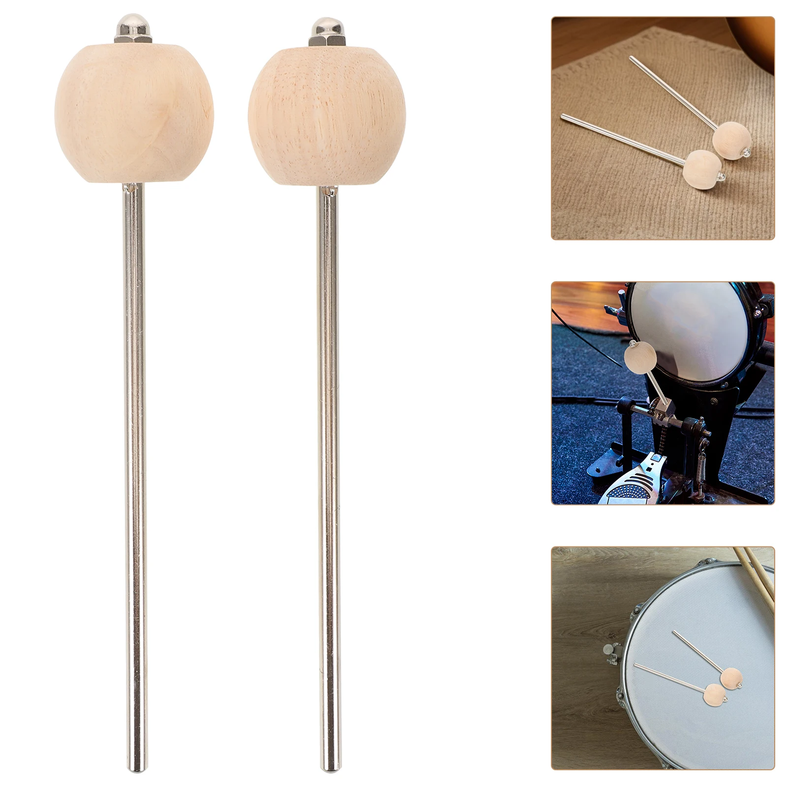 

Retro Wooden Hammer Head Bass Drum Kick Accessory Foot Pedal Musical Instrument Accessories Hitting Metal Beater