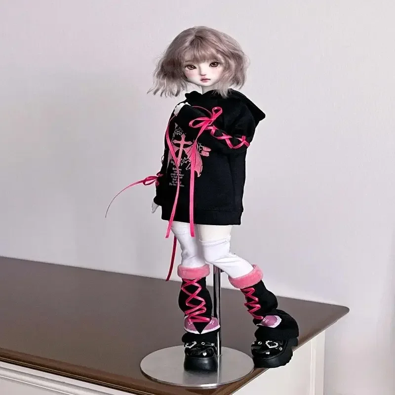 (Customized) 1/4 Doll's Clothes Suit for 45cm Bjd Doll Hoodie+socks+leg Covers Hoodie Set Girl Toys Doll Accessories, No Doll