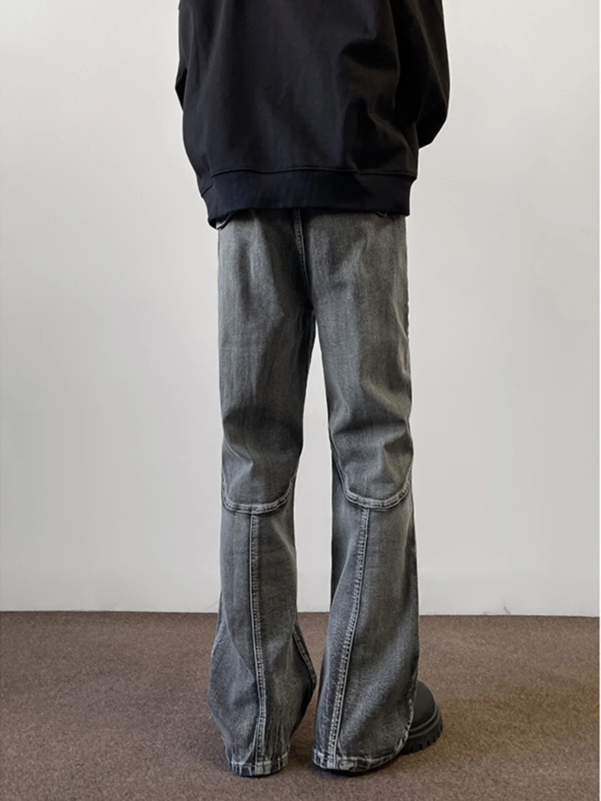 

Дымчато-серые мужские джинсы прямого кроя, свободные широкие брюки в американском ретро-стиле, уличные брюки для весны и осени