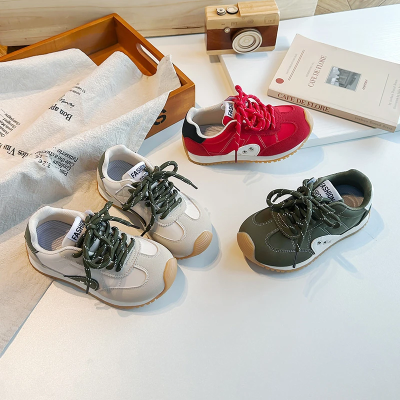 2026 New Children Casual Sneakers Kids Shoes Round Toes Non slip Boys Girls Shoes Soft Sole Comfort Sports Stripe Running Shoes