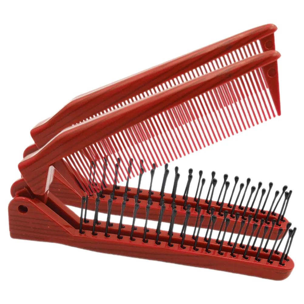 

2Pcs Small Folding Comb Travel Size Hair Brush Foldable Pocket-Friendly Design Ergonomic Handle Non-Slip Grip for Daily Use