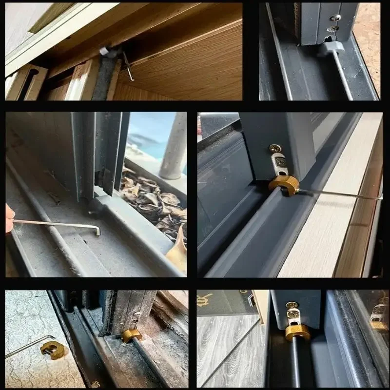 1 Set Anti-theft Child Safety Locks Aluminum Alloy Window Lock Stopper Sliding Door Window Limiter Sliding Sash Stopper