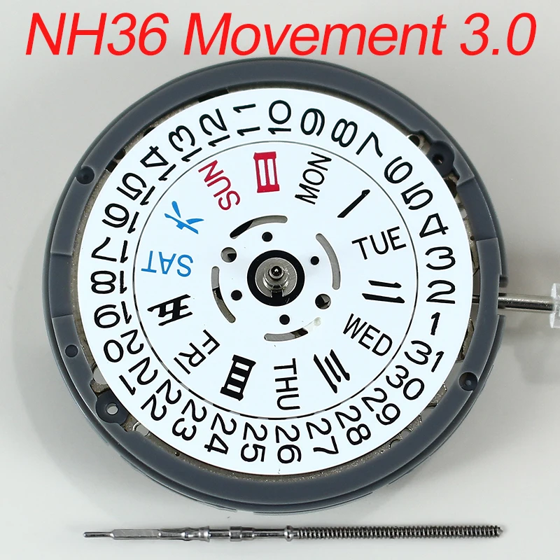 NH36 For Seiko NH36 Automatic Mechanical Movement High Accuracy 24 Jewels Mod Watch Replacement  Japan NH36 Crown at 3 O'clock
