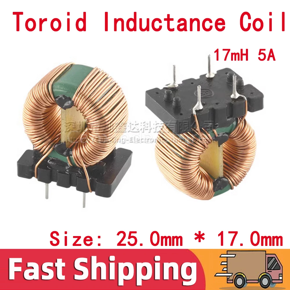 5pcs Toroid Magnetic Ring Common Mode Inductor Wire Wind Wound Coil Inductance 17mH 5A 0.5mm Diameter Base Filter Vertical