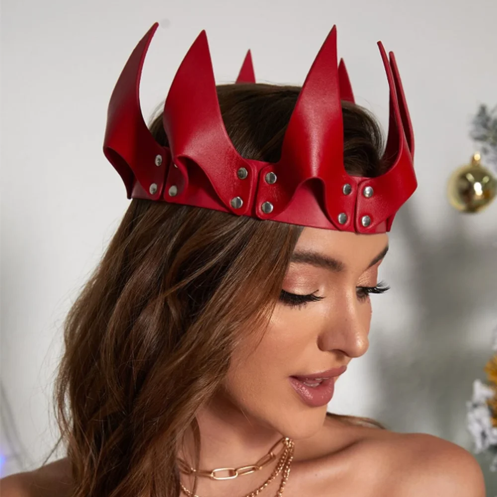 Corona roja decoración del día de Navidad arnés de cuero PU accesorio para mujeres hombres fiesta de disfraces accesorios de Cosplay disfraz de Carnaval