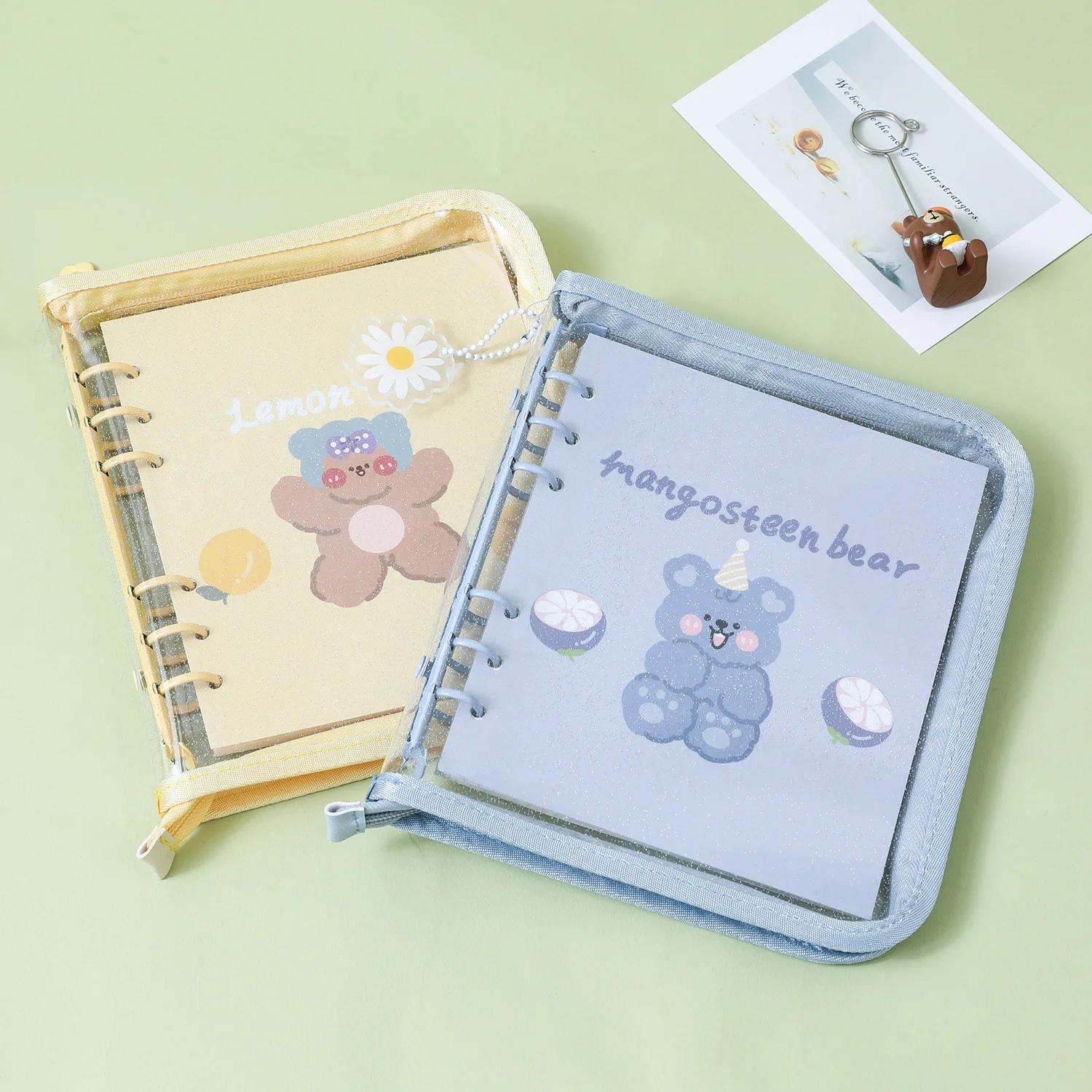 A6 Square Colored Zipper Binder Photo Card Collection Book Postcard Organizer Diary Notebook School Stationery