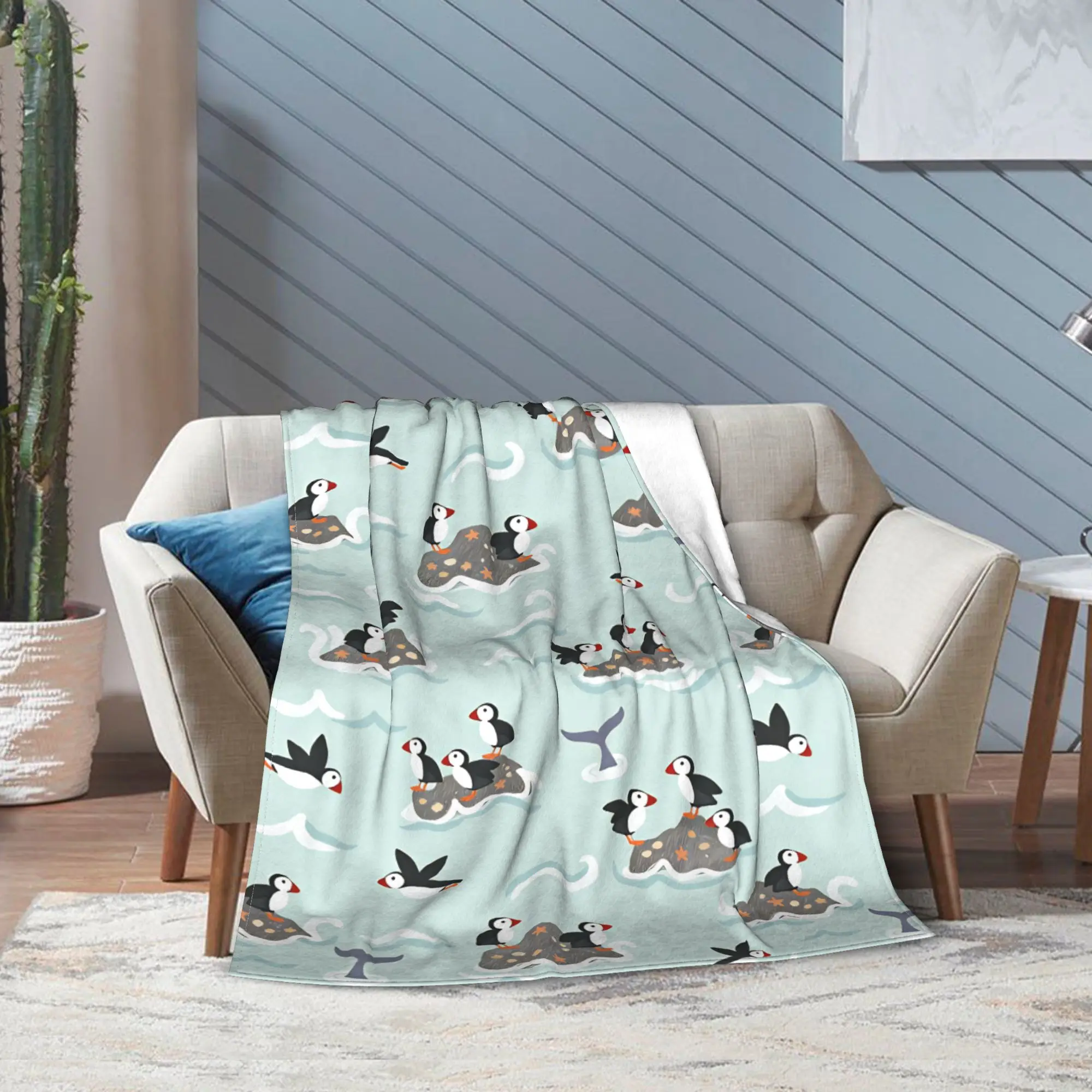 Puffin Rock And New Friends Warm Cozy Blanket For Bedroom  Print Bedding Throws Winter Travel Car Flannel Bedspread