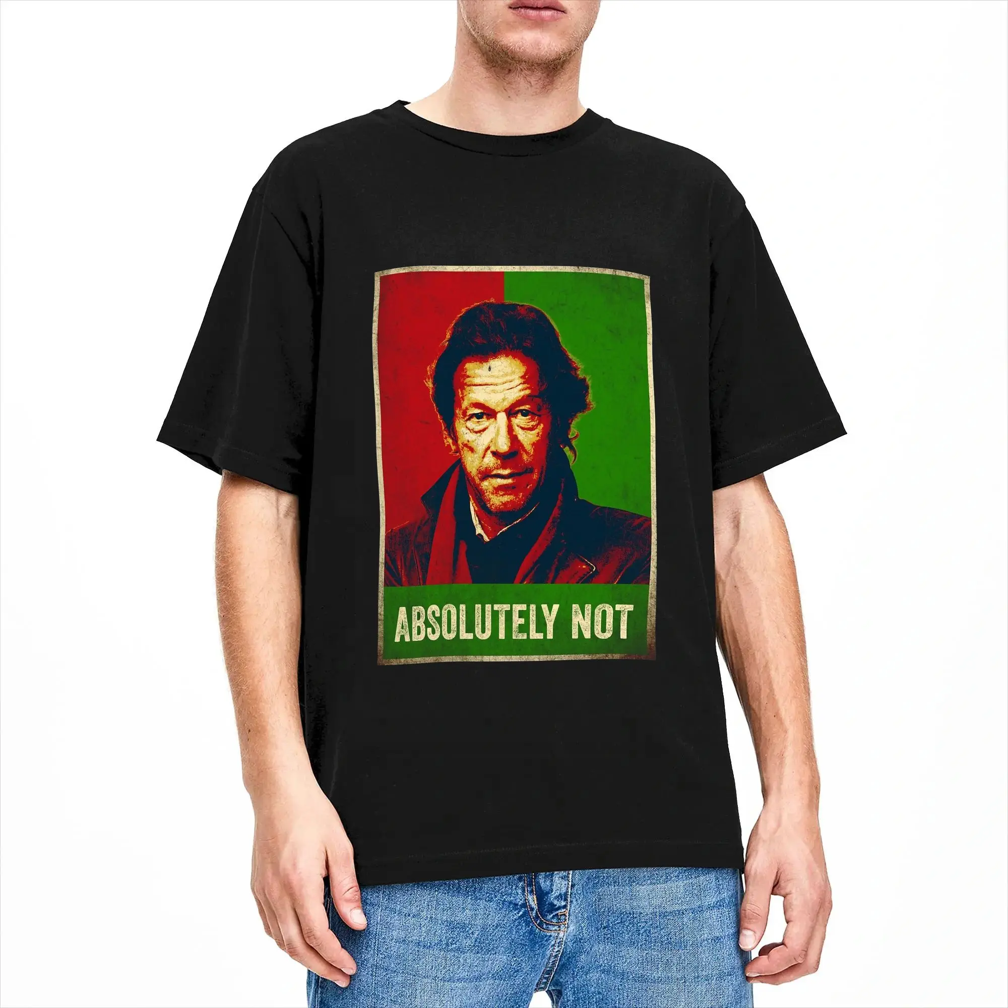 Imran Khan Absolutely Not Pakistan Pti Flag Men T Shirts Casual Tee Shirt Short Sleeve T-Shirts Pure Cotton 6XL Clothing