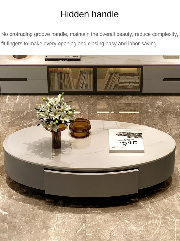 Xl Light Luxury Oval Coffee Table Combination Nordic Modern Stone Plate Tea Table