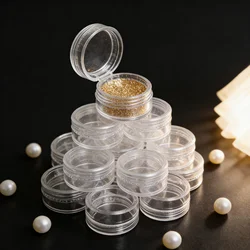 50Pcs/set Transparent Plastic Jewelry Bead Storage Box Small Bottom Round Container Jars Make Up Organizer Storage Boxes