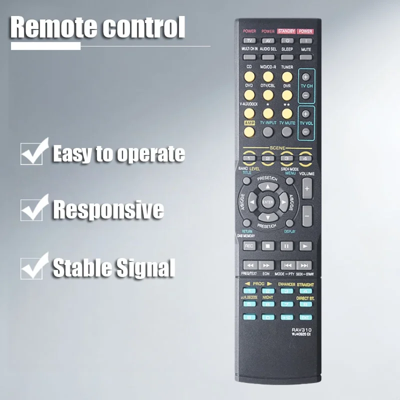 

RAV310 WJ40920EX Remote Control for Yamaha AVReceiver Remote Replace RX-V461DAB RAV284