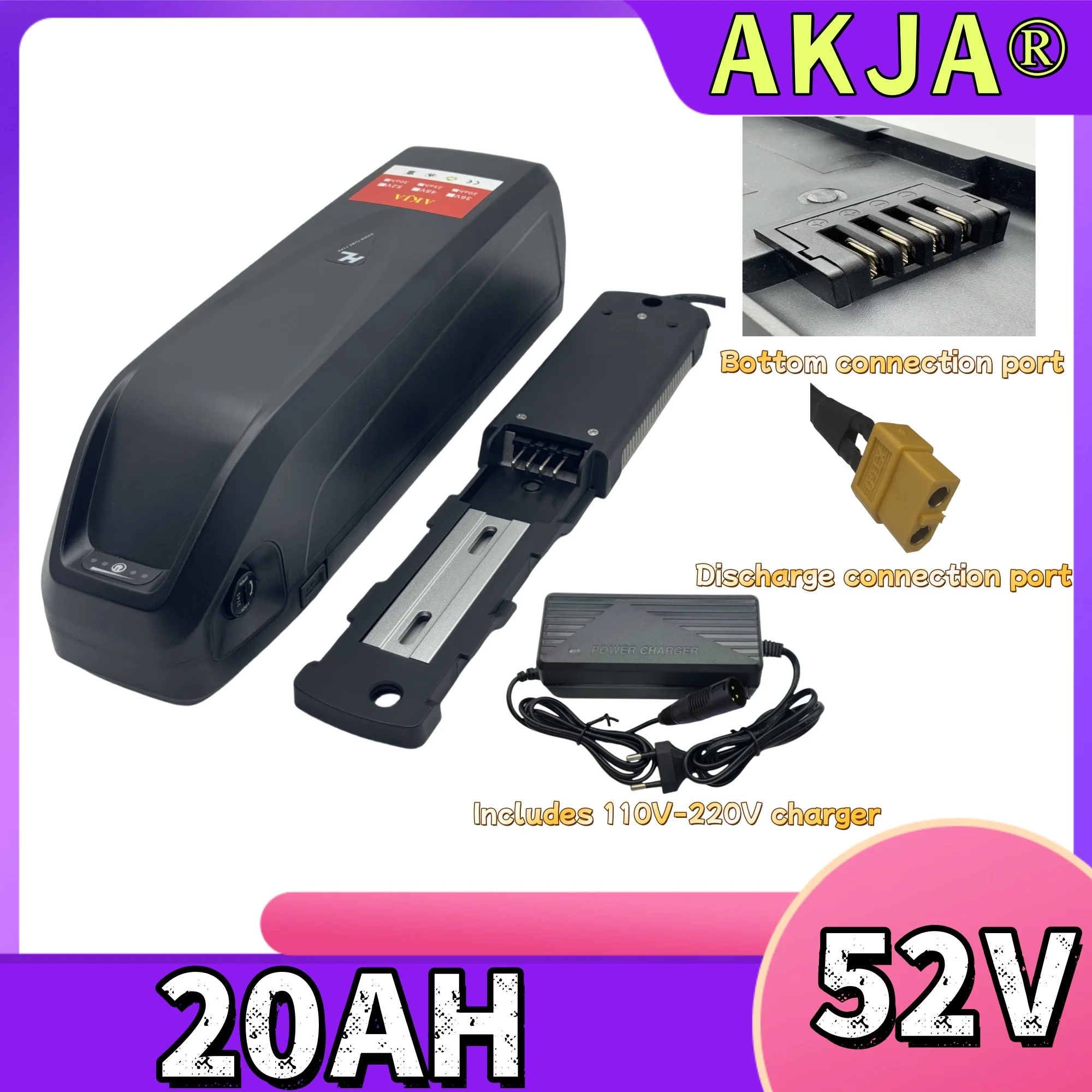 

Air fast transportation，New Full Capacity Power，18650 Hailong Battery，52V 20AH Lithium Battery Pack，Suitable for 250-3000W