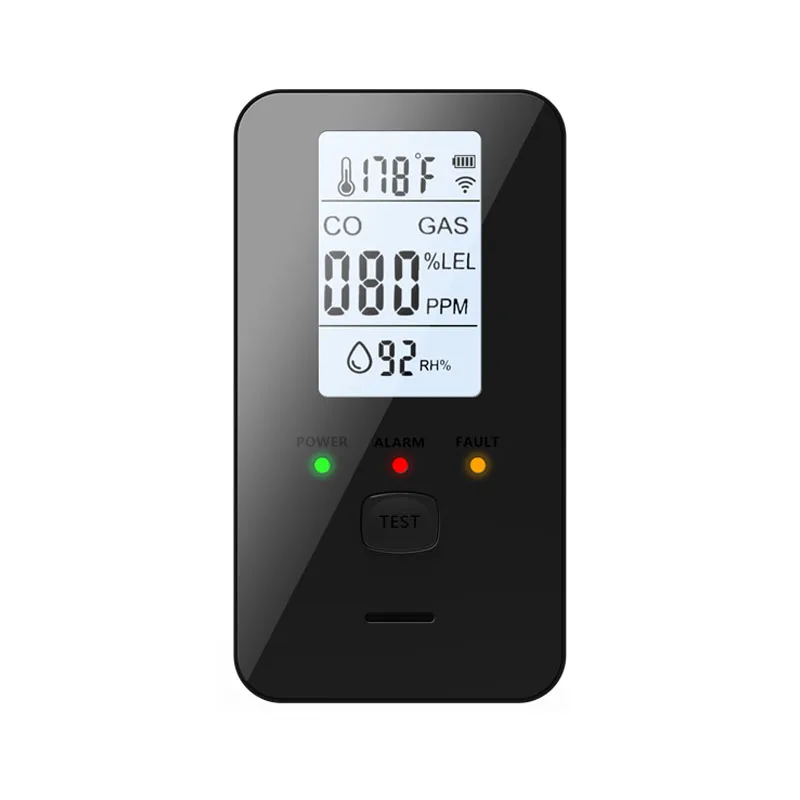 GC03 4 in 1 Carbon Monoxide Gas Temperature Humidity Detector Black White LCD Screen Air Quality Monitor