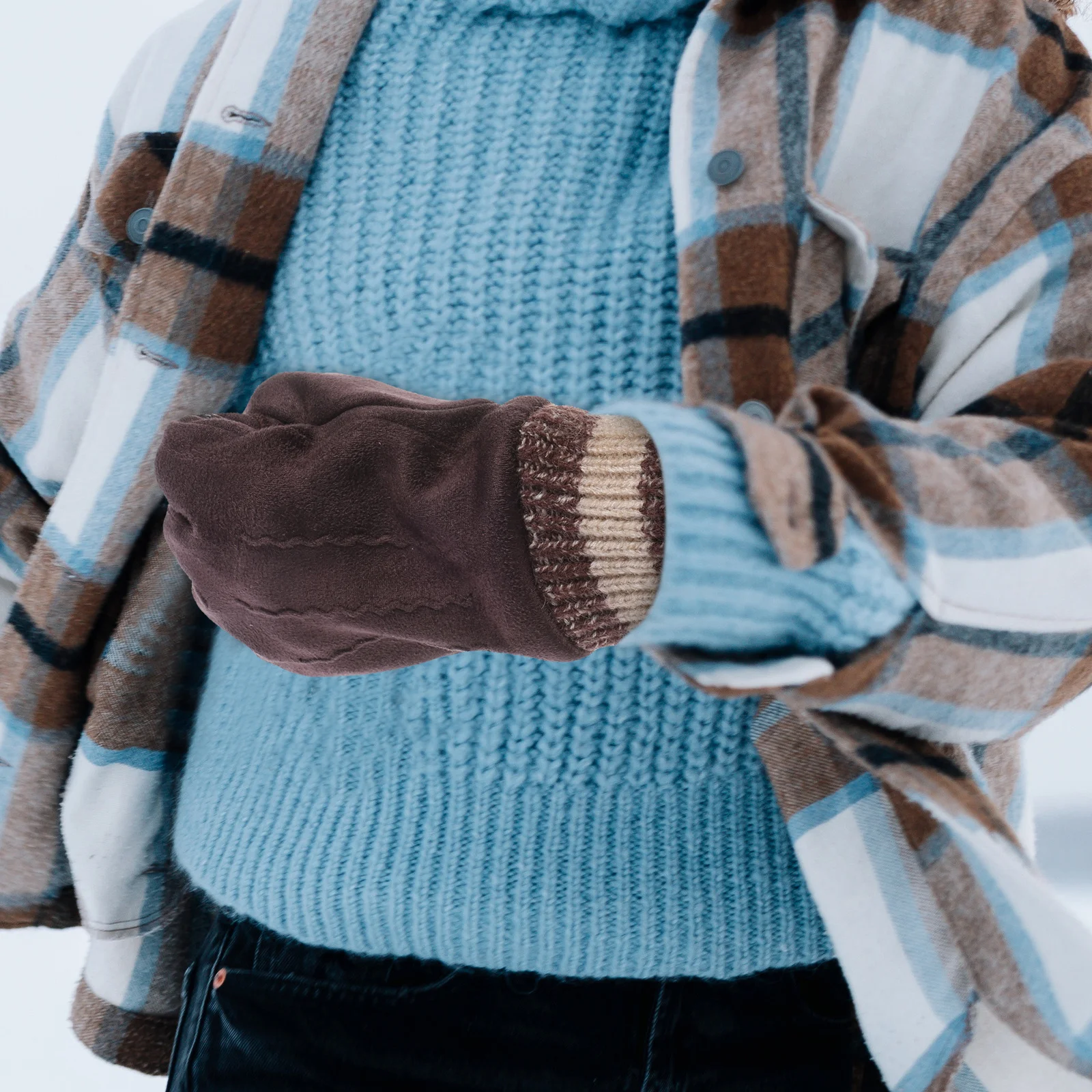 

1Pair Winter Touchscreen Gloves Suede Durable Warm Lining Elastic Cuffs Non Slip Full Finger Cycling Driving Fishing Hiking