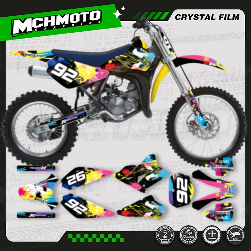 

MCHMFG для Suzuki RM 80 85 2005-2018 2017 2016 2015 RM80 RM85 мотоциклетная графика фоновые наклейки наклейка номер имя на заказ
