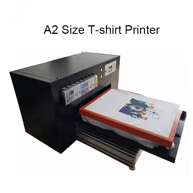 طابعة DTG بحجم A2، طابعة تي شيرت مسطحة رقمية