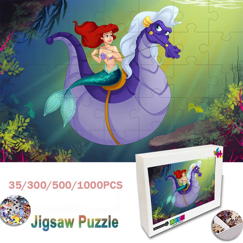 

35 300 500 1000 шт. Пазл Disney Русалочка Пазл Развивающая игрушка для детей Игры «сделай сам» Рождественский подарок